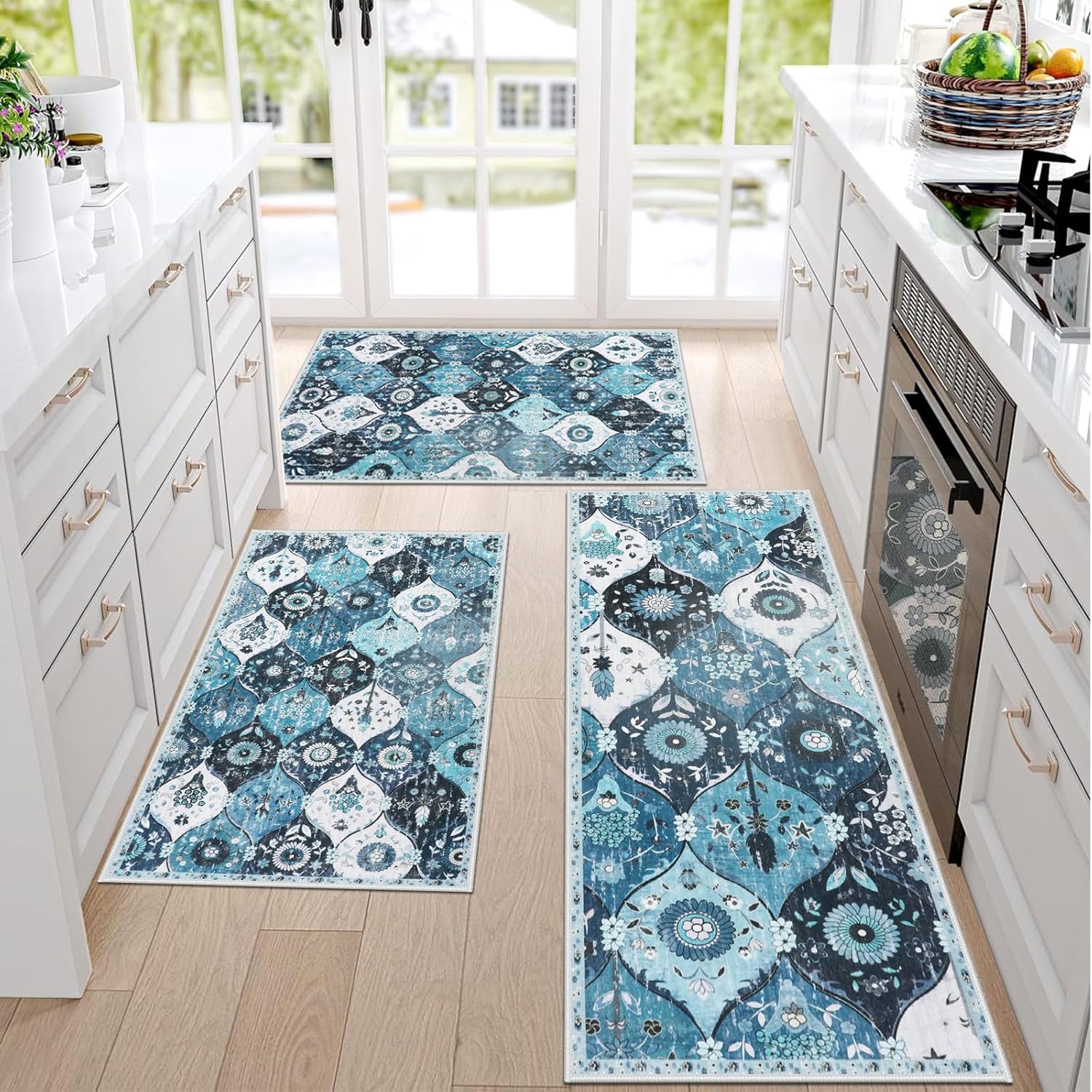 Falflor Kitchen Rugs Sets of 3 Washable Kitchen Mats for Floor Non Slip Kitchen Rug and Mats Moroccan Trellis Kitchen Runner Rug Floor Carpet for Hallway Bathroom Falflor Kitchen Rugs Sets of 3 Washable Kitchen Mats for Floor Non Slip Kitchen Rug and Mats Moroccan Trellis Kitchen Runner Rug Floor Carpet for Hallway Bathroom