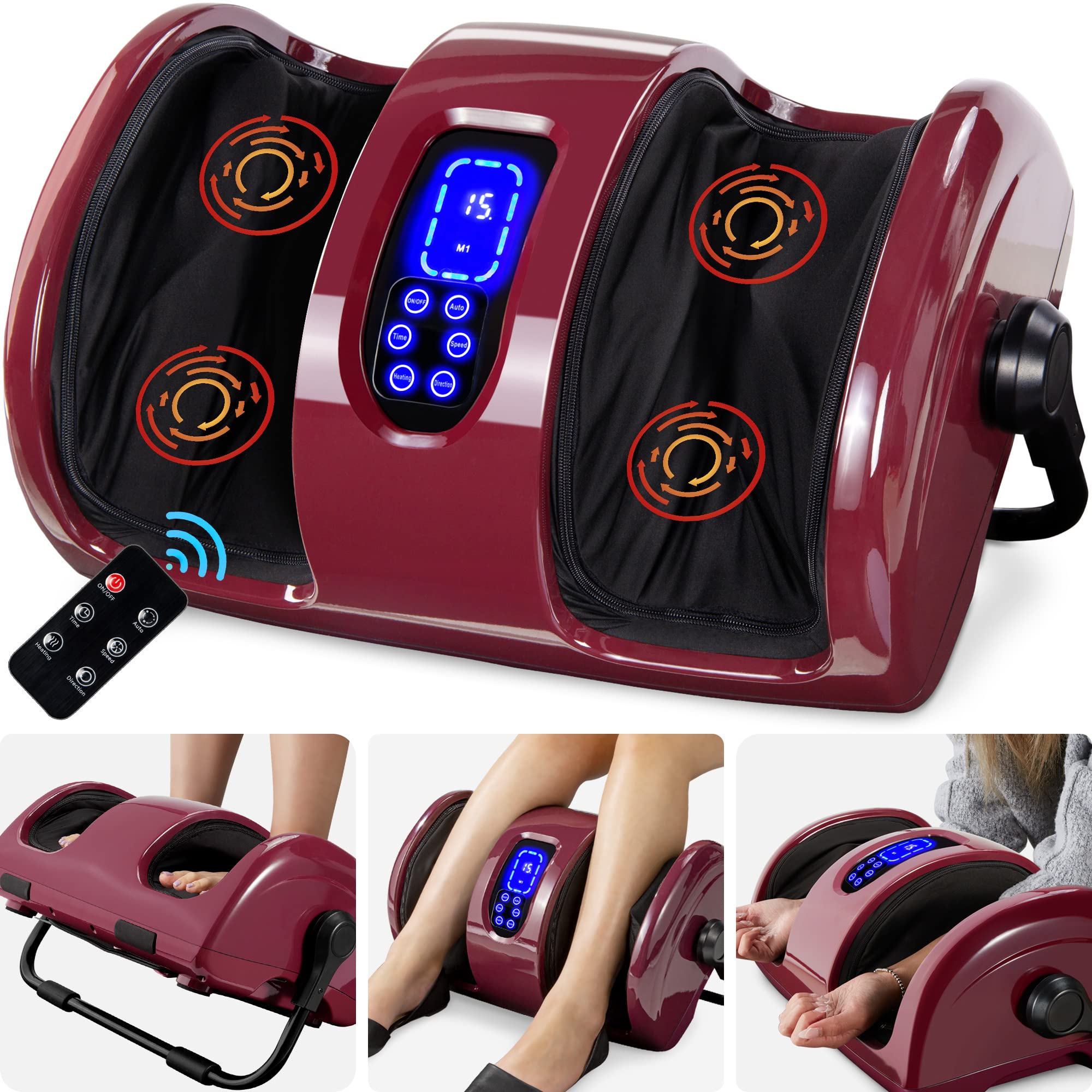 Photo 1 of *** TESTED-- POWERS ON*** Best Choice Products Foot Massager Machine Shiatsu Leg Massager, Therapeutic Reflexology Calf Massager w/ Blood Circulation, Nerve Pain, Deep Kneading, High-Intensity Rollers - Burgundy