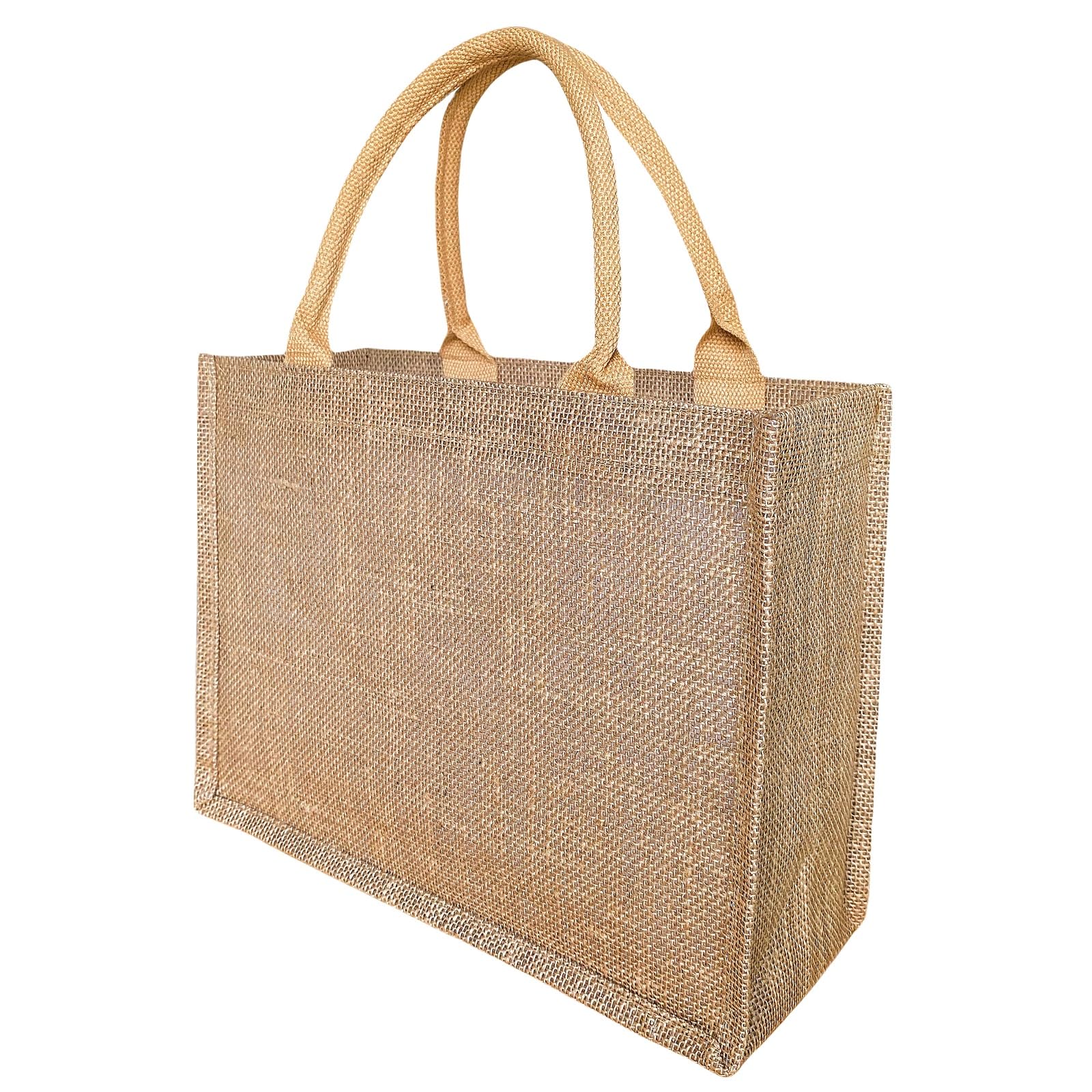 GOQAGA burlap tote bags jute bridesmaid gift burlap gift bags with handles leisure travel vacation 13.8×5.5×10.5 inch L