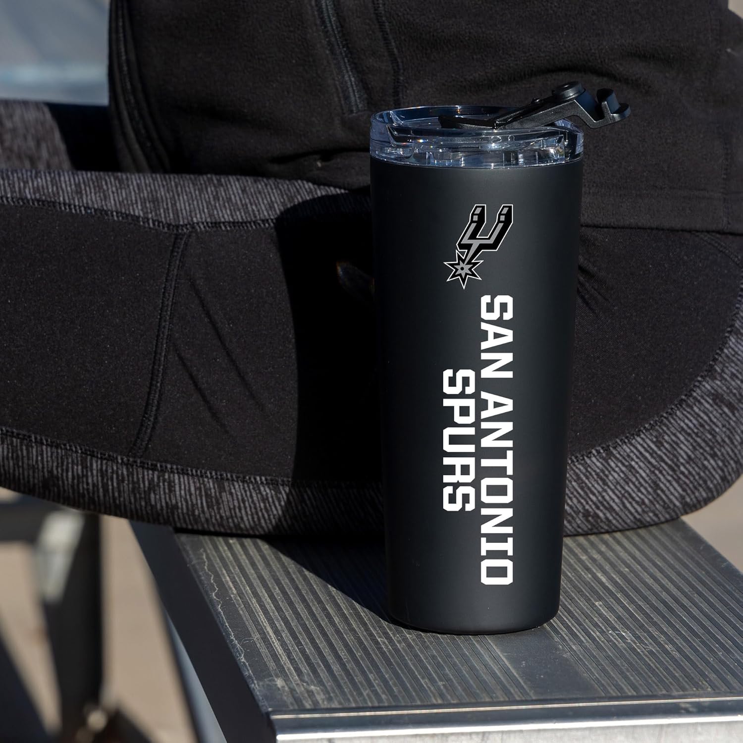 Rico Industries NBA Basketball Philadelphia 76ers Royal Blue 24oz Stainless Steel Tumbler with Lid and Dual Functioning Lid - Image 2