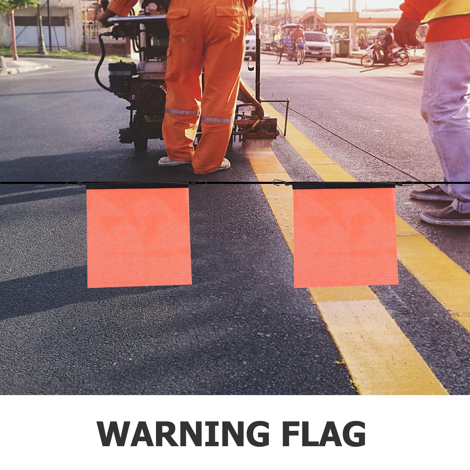 BETOOKY Bandera de Seguridad Naranja de Pvc con Ojales y Gancho, Resistente Abrasión y Fácil de Transportar para Carga y Rescate en Emergencias, Paquete de 5