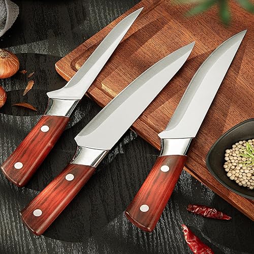 Miniatura 4 de Juego de cuchillos de cocina de acero inoxidable de alto carbono, hoja afilada con mango ergonómico