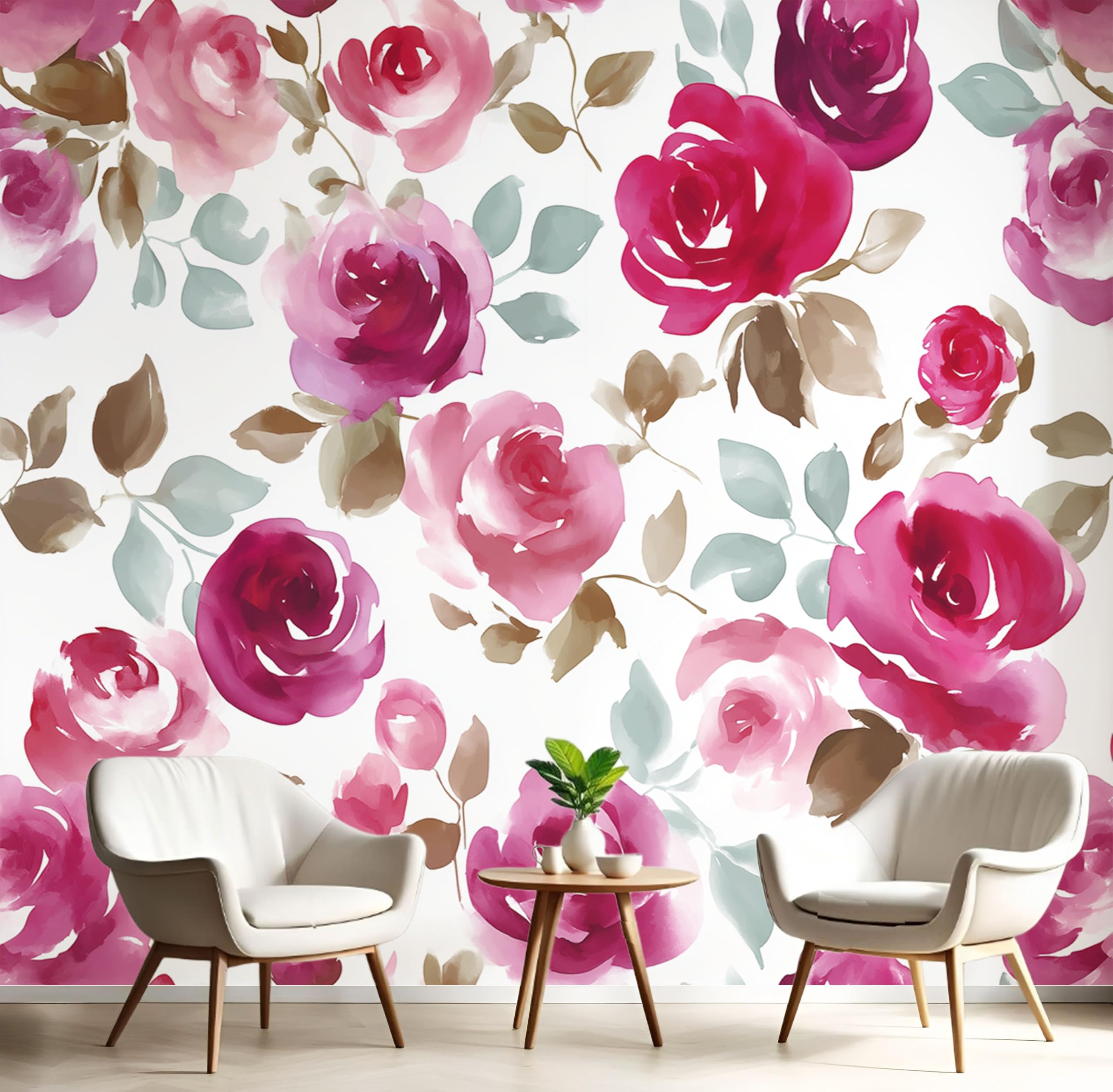 Papier peint panoramique roses 3D revêtement mural chambre