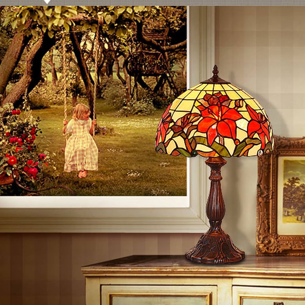 ティファニースタイルテーブルランプ電気スタンドガラスランプ