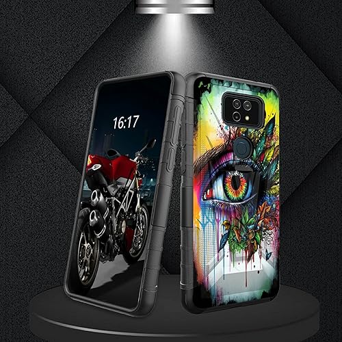 Miniatura 101 de AT&T Calypso 2 (U319AA) Funda con protector de pantalla de vidrio templado resistente con función atril integrado para debut de críquet, ciervo