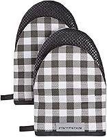 Vista 1 de KITCHENAID Gingham - Juego de 2 manoplas para horno pequeñas, color negro mate, 5.5 x 8 pulgadas