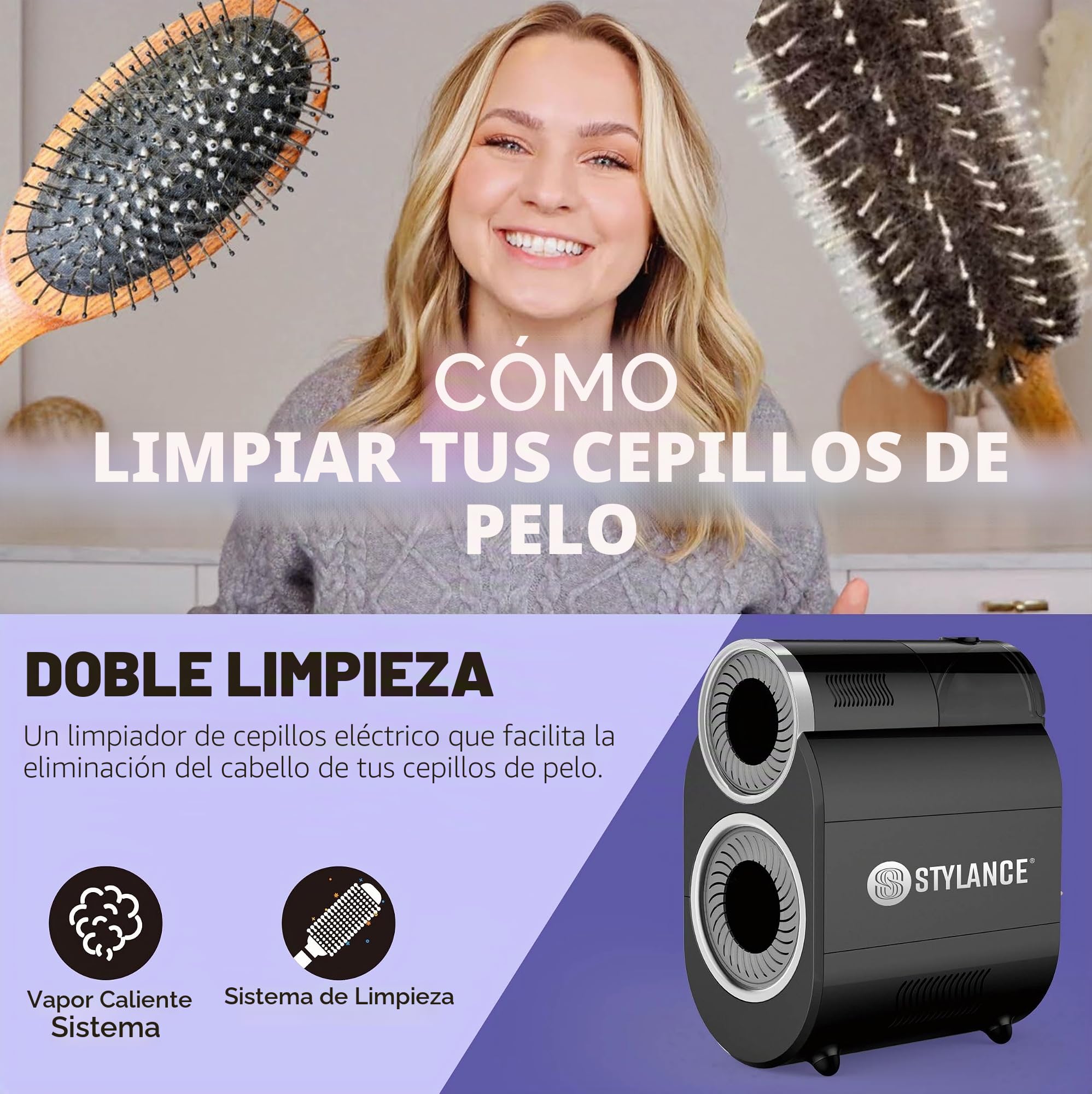 Cepillo de limpieza profesional automático para peluquería, limpiadora de cepillo redondo de pelo eléctrico rápido,portátil,profesional,limpia cepillos,removedor para eliminar el polvo