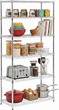 Honey-Can-Do 5-Tier Heavy Duty Adjustable Shelving Unit, 350-lb Per Shelf Metal Storage Rack, Chrome Wire Shelf for Garage Kitchen Basement Pantry, 36 x 16 x 72 in