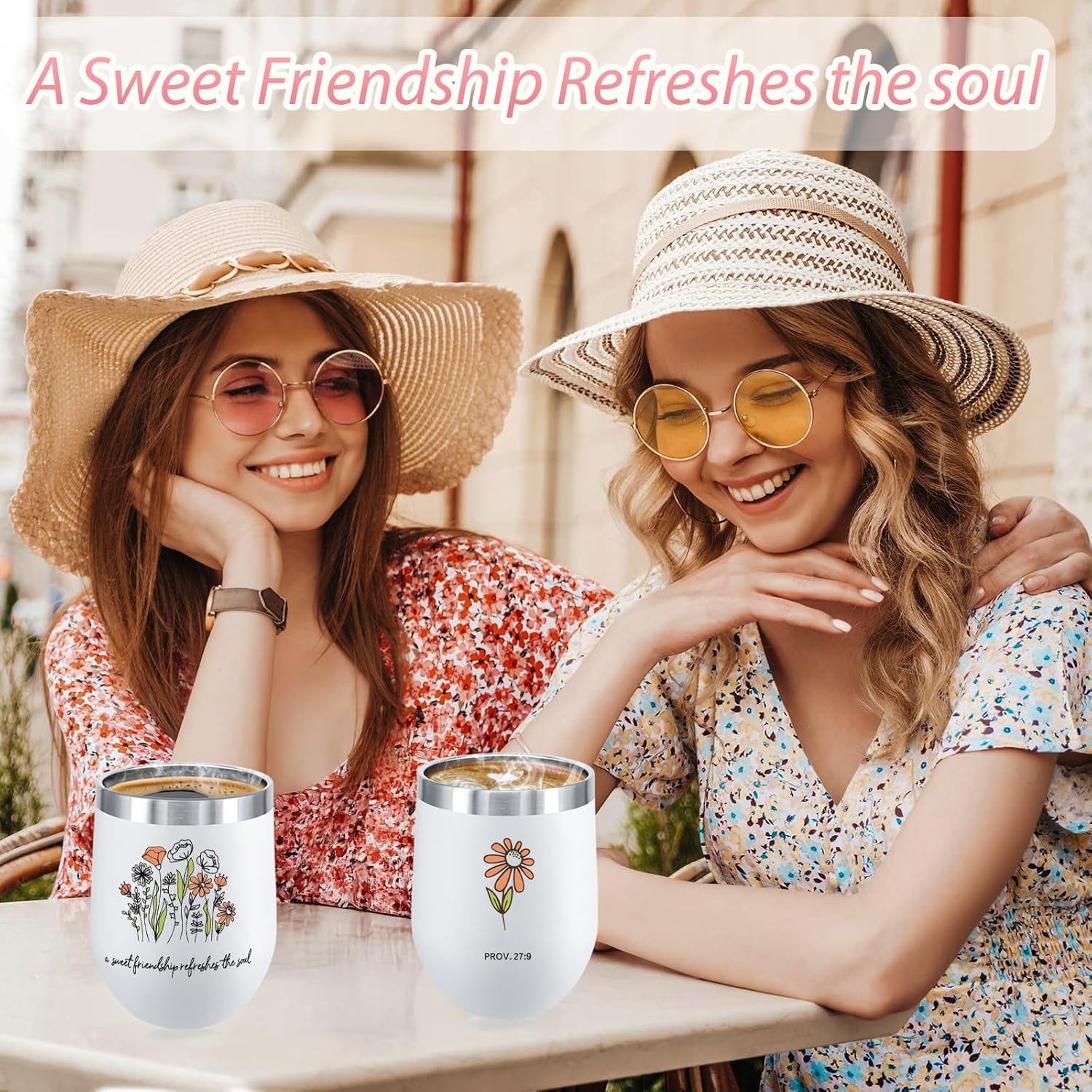 Christian Gifts for Women, Friendship Gifts forWomen Friends – 12oz Insulated Tumbler with Bible Verse A Sweet Friendship Refreshes the Soul, Faith-Based Best FriendTumbler for ChristianWomen - Image 7