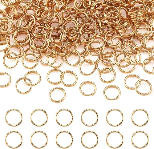 Craftdady - 200 anillos de acero inoxidable de 0.315in, redondos, pequeños, de doble aro, para llavero, bisutería, etc.
