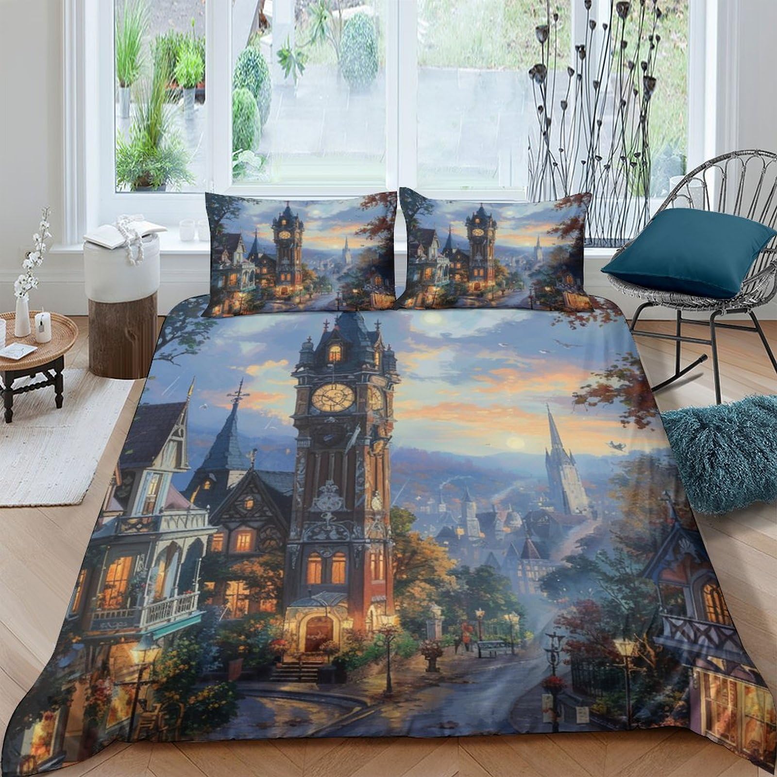 Parure de lit Big Ben 3D double en microfibre douce avec 2 taies d'oreiller 200x200cm