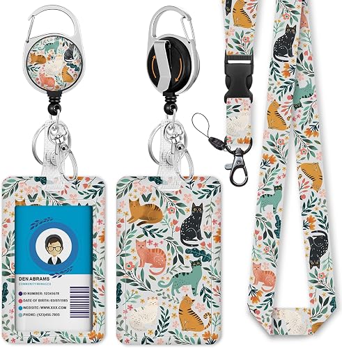 Immaturus Cat Lanyards for ID Badges, Badge Holder Retractable Reel Clip