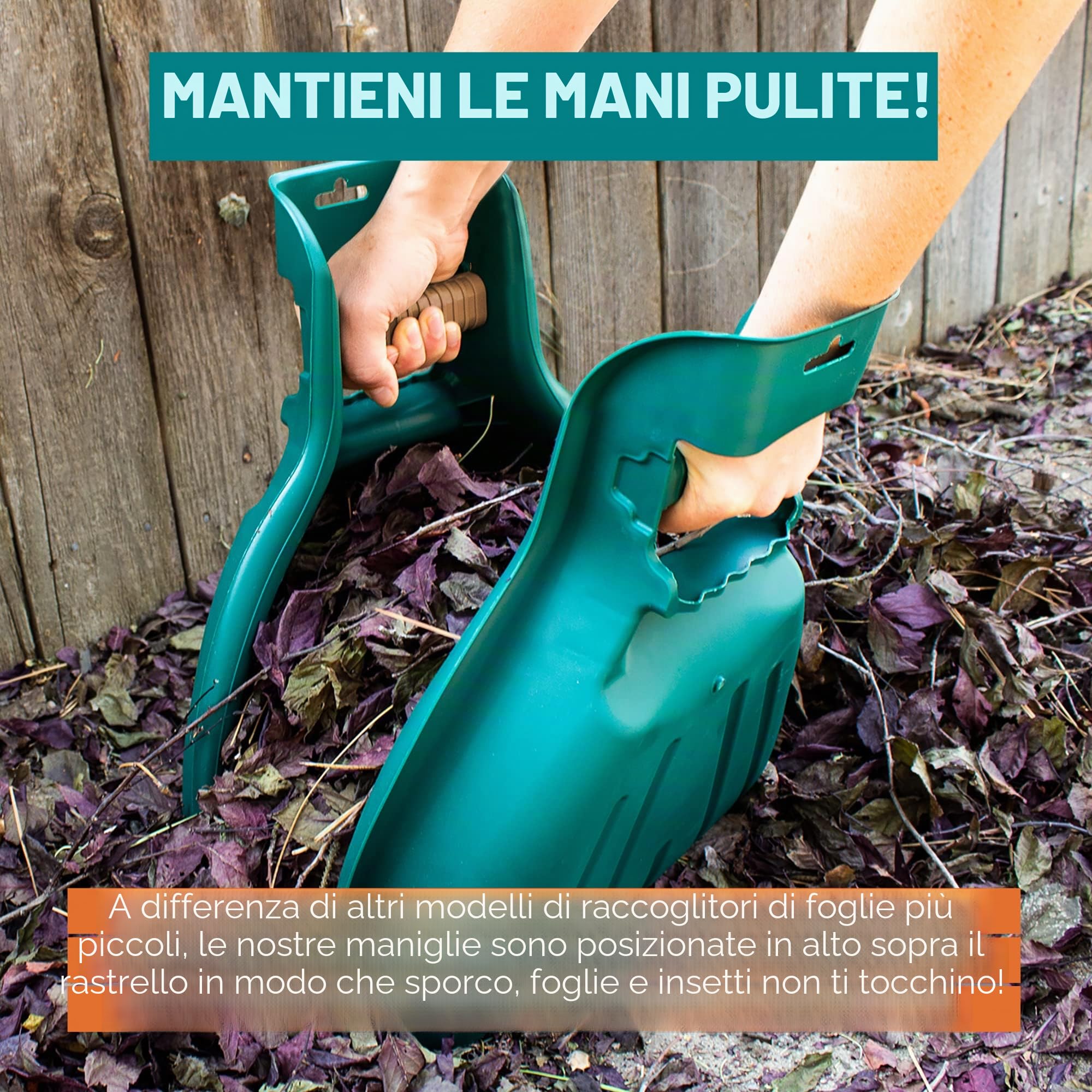 MEKKAPRO Raccogli Foglie da Giardino 2.0 (1 Paio), Rastrello per Foglie con Impugnatura Ergonomica, Realizzati in Plastica Dura e Resistente per la Pulizia di Giardini e Prati