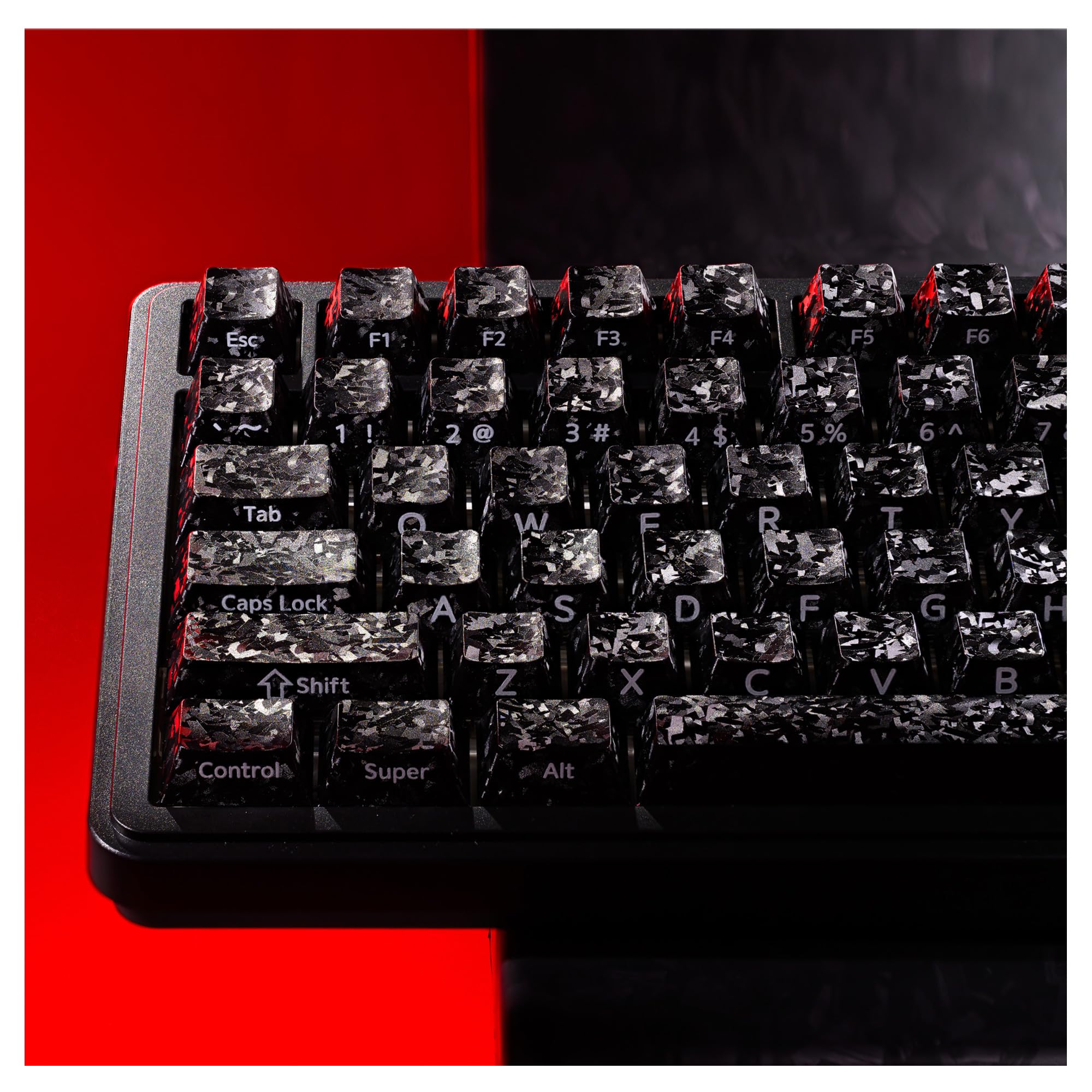 XVX Black Keycaps Forged CarbonLook Cherry Profile 119Key Keyboard