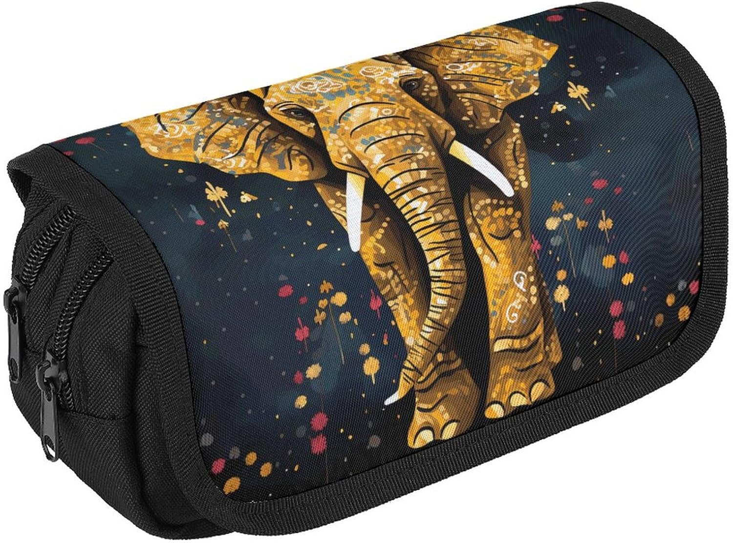 Pencil Pouch Abstract Elephant Pencil Case for Men Women Cosmetic Bag Aesthetic Pen Bag for Office Multifunctional Bags Marker Pen Case