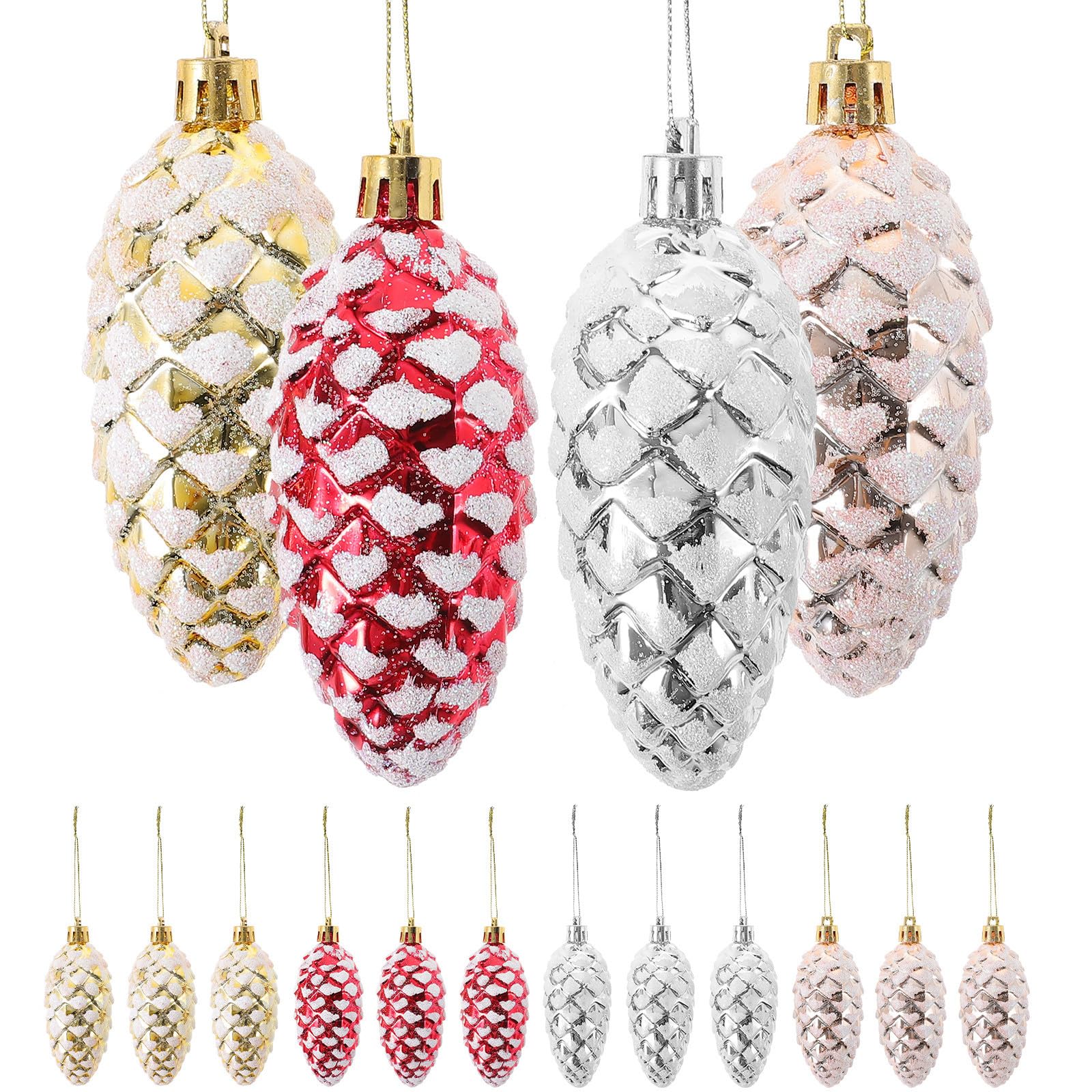 Toyvian 16 Schachteln Weihnachtsbaumschmuck Tannenzapfen aus Kunststoff zum