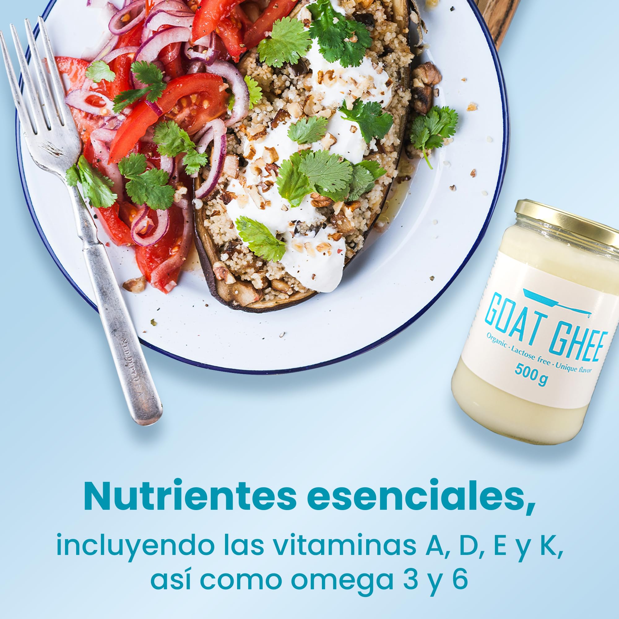 Ghee Easy Bio Ghee de Cabra 500g - Mantequilla de Cabra Clarificada Pura - 100% Orgánica - Ideal para Paleo y Keto - Libre de Gluten y Lactosa - Ayurveda