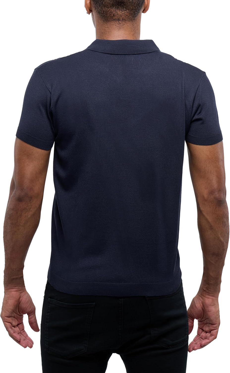 Men's Cable Knit Short Sleeve T-Shirt, Slim Fit Knit Casual Johnny Collar Polo Pulover Shirt