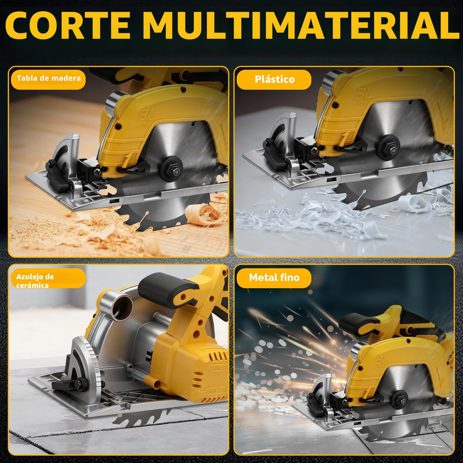 Roadtime Sierra circular de 7 pulgadas para DeWalt de 20 V (sin baterías) | mini sierra circular profesional con 1 hoja de sierra de 180 x 60, ideal para madera, metal blando, plástico