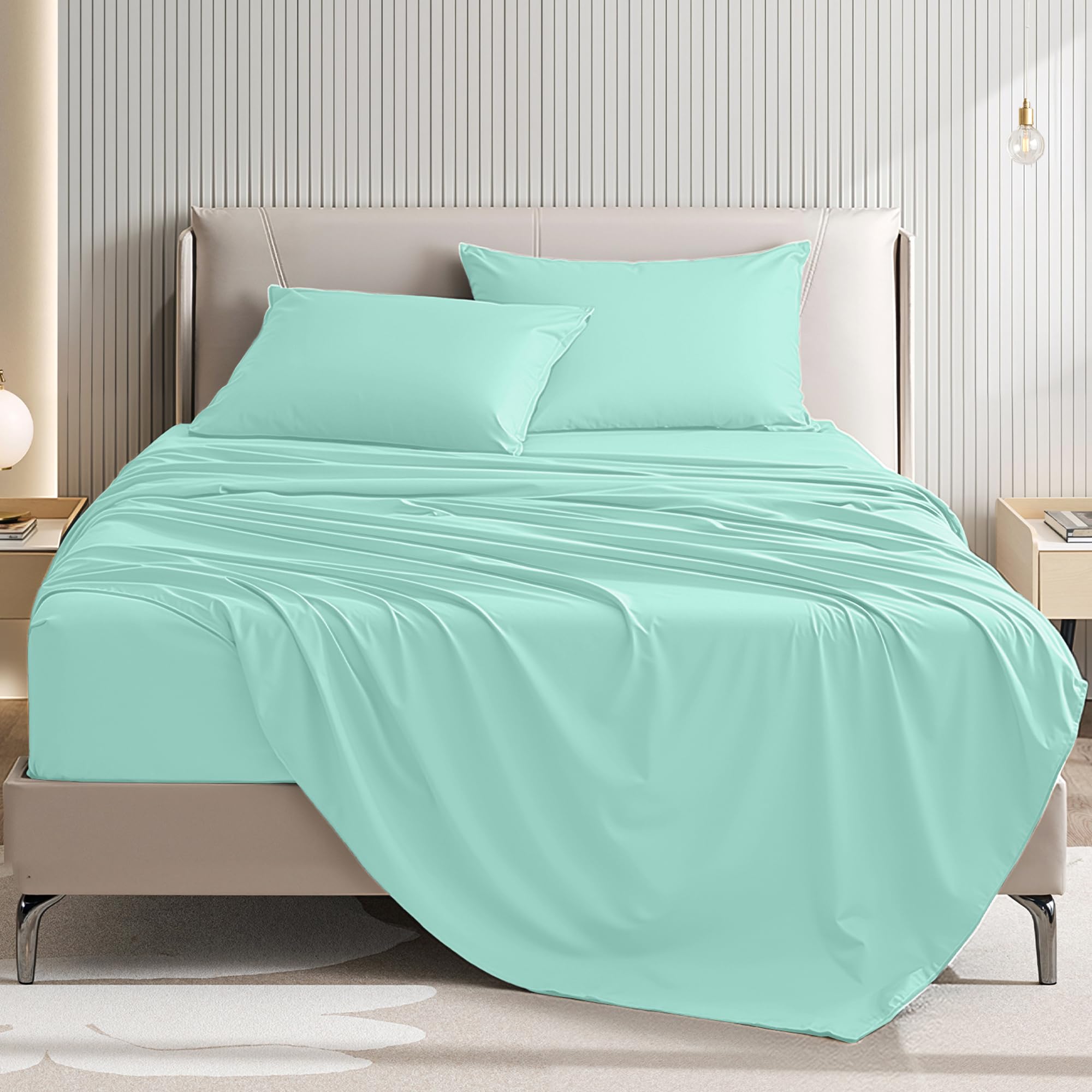 Queen Size 4 Piece Bed Sheet Set - Premium Breathable Cooling Sheets - Ultra Imitation Cotton - Hotel