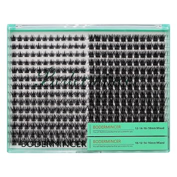 Bodermincer L Tray 336PCS D Curl Cluster Lashes 10-12-14-16mm Mixed Length DIY Eyelashes Extension at Home M01+M02 Mixed Length D Curl