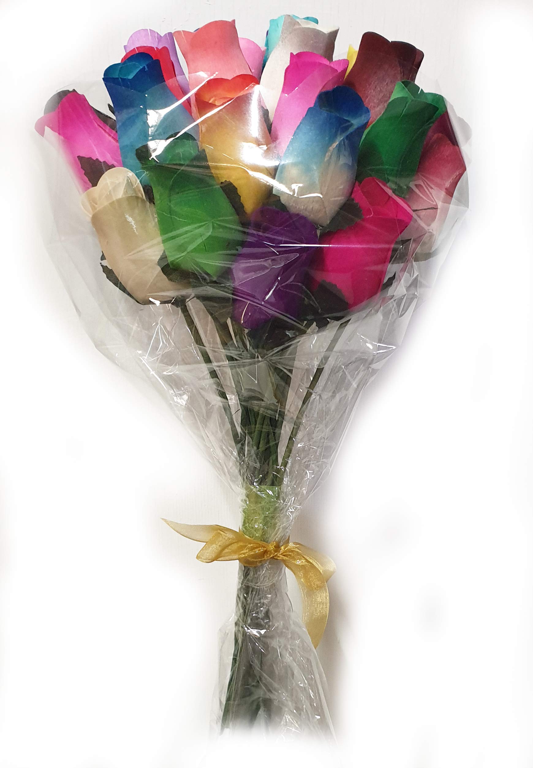 Everlasting Flower Bouquet, 2 Dozen Wooden Roses in a choice of colours, Instant Floral Gift (Various)