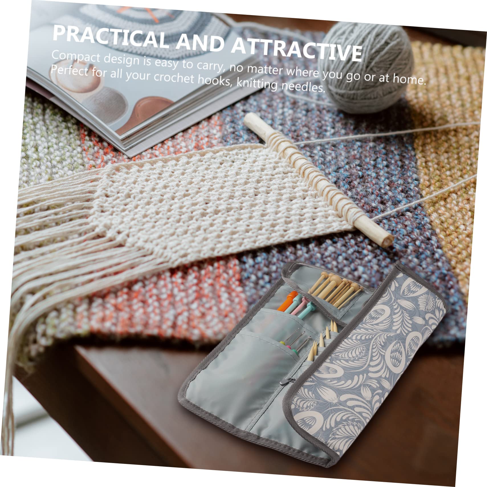 Gogogmee 1Pc Capacity Portable Crochet Needles Bag Stylish Knitting Accessories Storage Pouch for Crochet Hooks and Tools for Crochet Lovers and Beginners Present