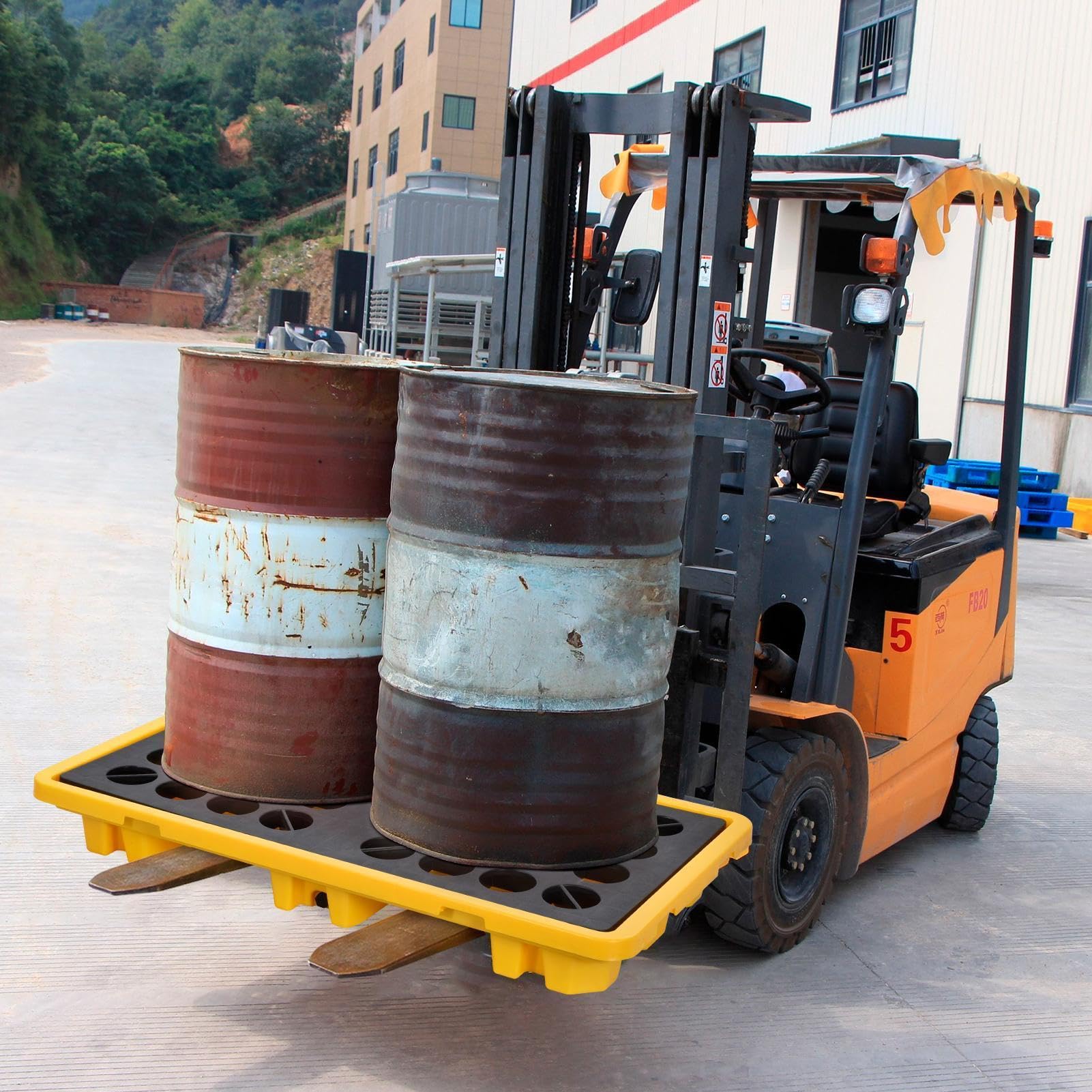 Auslaufsichere Auffangwanne Modular Mit Ablauf, 30 Gallonen, 5000 Lbs Tragkraft, Spill Containment Plattform Aus HDPE, Stapelbar, Für Industrie, Lager & Labor, Ideal Zur Lagerung Von Öl & Chemikalien