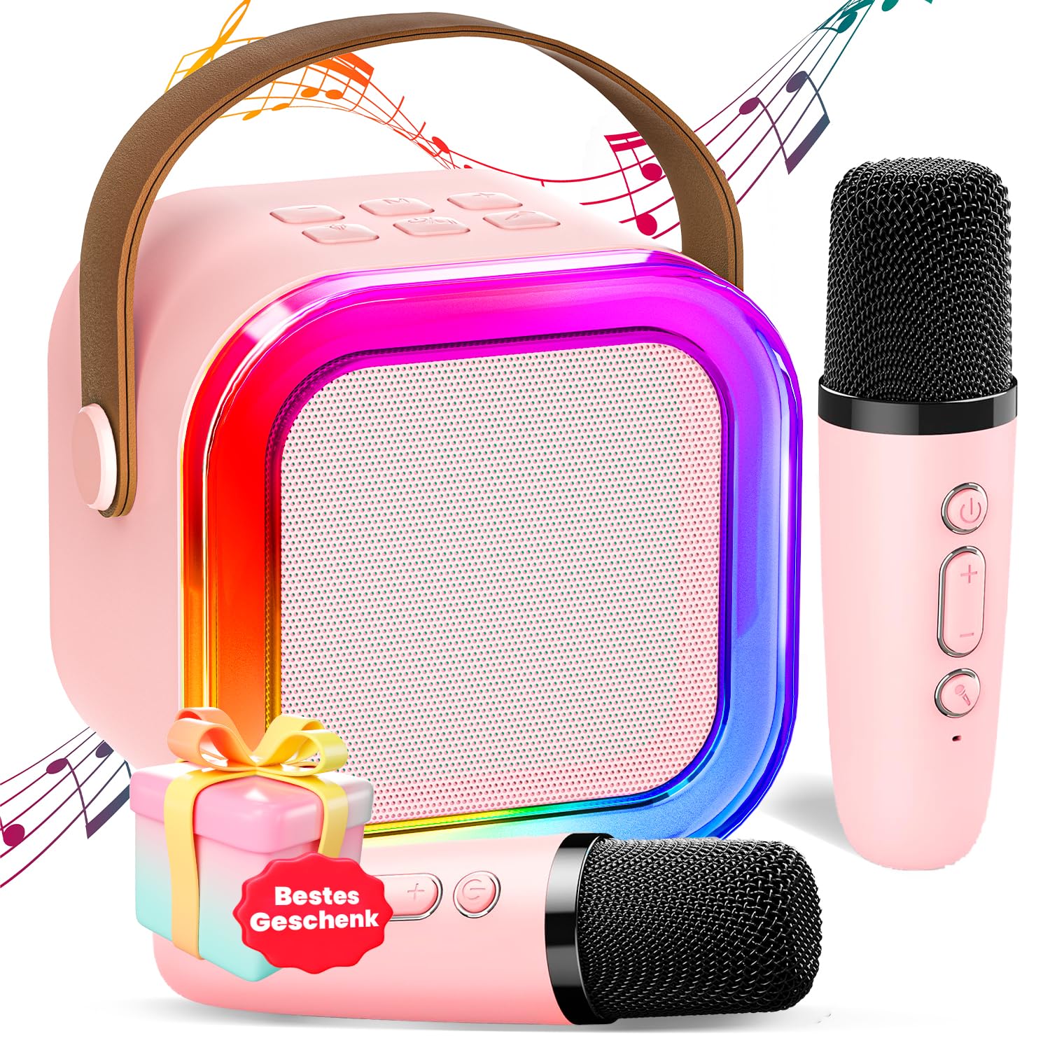Karaoke Maschine Kinder mit 2 Karaoke Mikrofon Kinder: [Neueste] Mini Karaoke Maschine - Karaoke Anlage mit 2 Mikrofonen -Musikinstrumentzubehör Box - Geschenke für Mädchen Kinder Spielzeug 3-12 Jahre