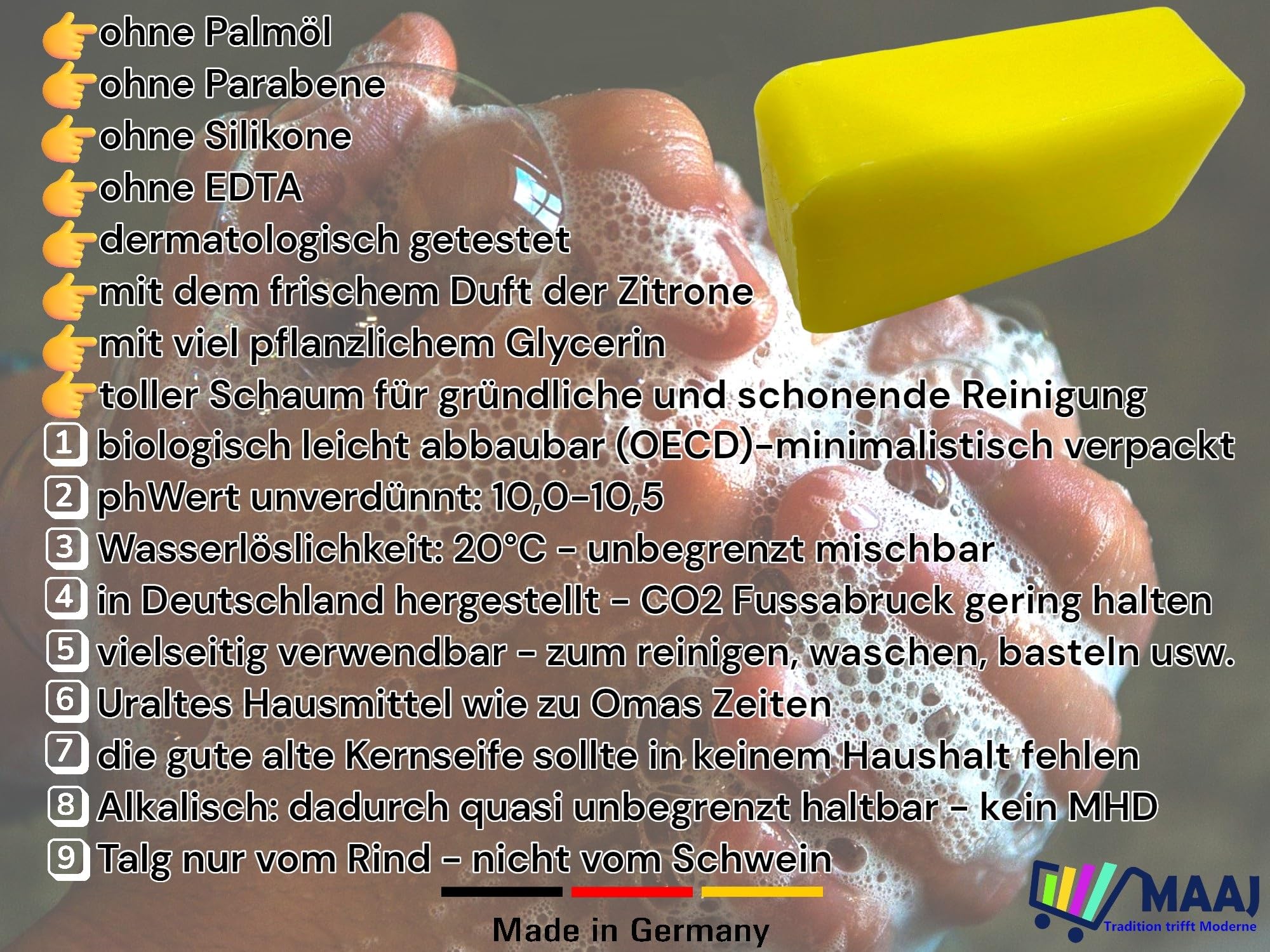 68x150g =10,2kg total ZITRONENKERNSEIFE Wasserrose - MADE IN GERMANY ; EDTA-FREI - OHNE PALMÖL