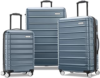 Samsonite Omni 2 Hardside 3 Piece Set - Includes Carry-On, Medium, & Large Checked Suitcases - 360° Dual Spinner Wheels - Integrated TSA Lock & Expansion - Amazon Exclusive - State Blue