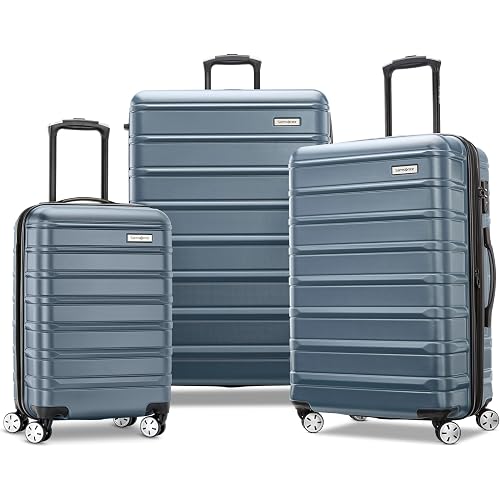 Samsonite Omni 2 Hardside 3 Piece Set - Includes Carry-On, Medium, & Large Checked Suitcases - 360° Dual Spinner Wheels - Integrated TSA Lock & Expansion - Amazon Exclusive - State Blue