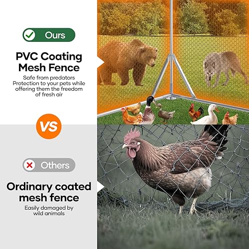 Miniatura 6 de Gallinero grande de metal para patio, gallinero de 20 x 10 x 6.56 pies con cubierta para galinas, jaula de pollo resistente, puerta con cerradura