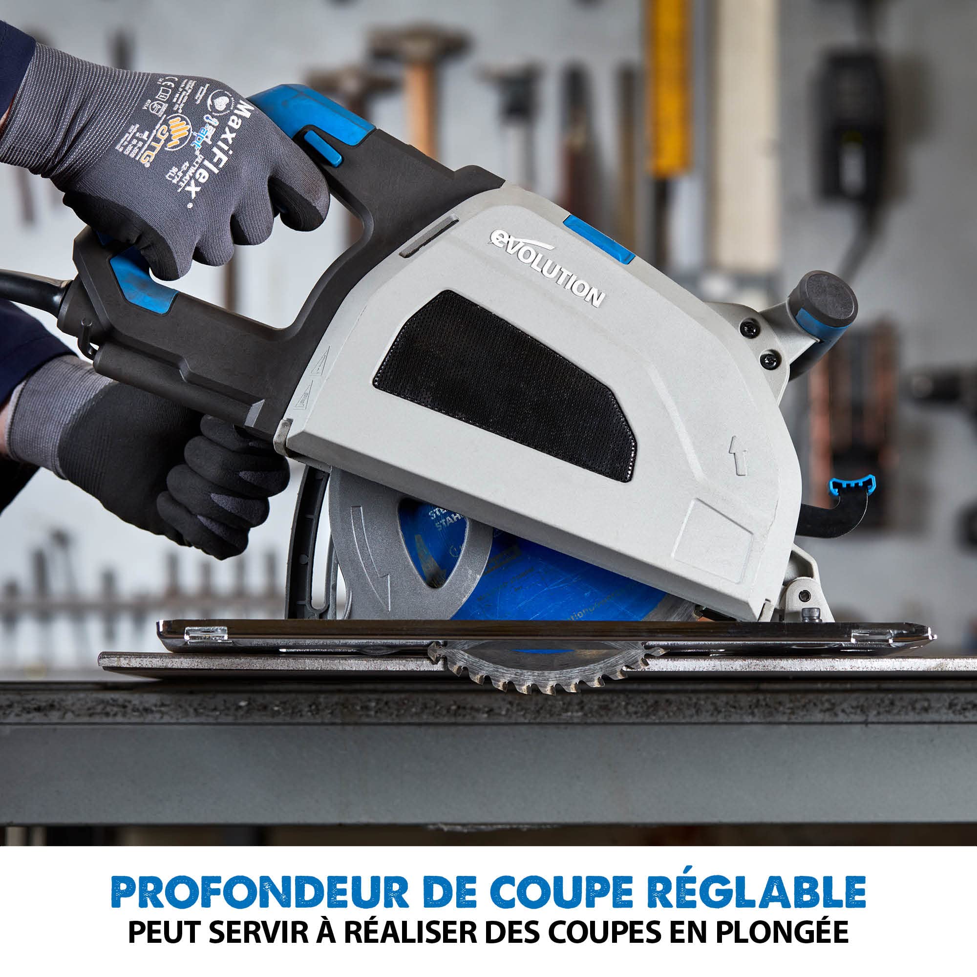 Evolution S210CCS - Scie Circulaire en acier 210 mm - Finition Instantanée - Pas de Chaleur, Pas de Bavures Ni D'Étincelles - lame en acier Doux Incluse.