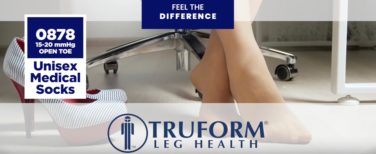 Truform 15-20 mmHg Compression Stockings for Men and Women, Thigh High Length, Dot Top, Open Toe, Medium