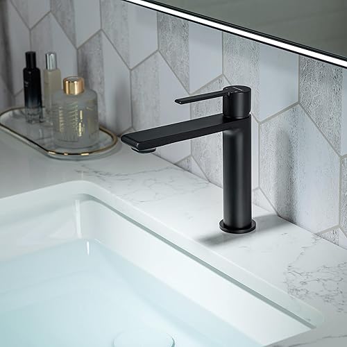 Miniatura 7 de Casta Diva Grifo de lavabo de baño de una sola manija, incluye placa de cubierta para fregadero de baño de 1 o 3 agujeros, instalación sin