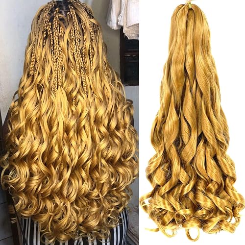 24 Inch 300g French Curls Crochet Hair Bundles Soft Honey Blonde Loose Body Wave