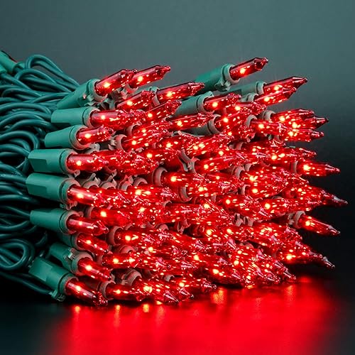 Miniatura 9 de Luces de Navidad incandescentes en tira con cable en verde.