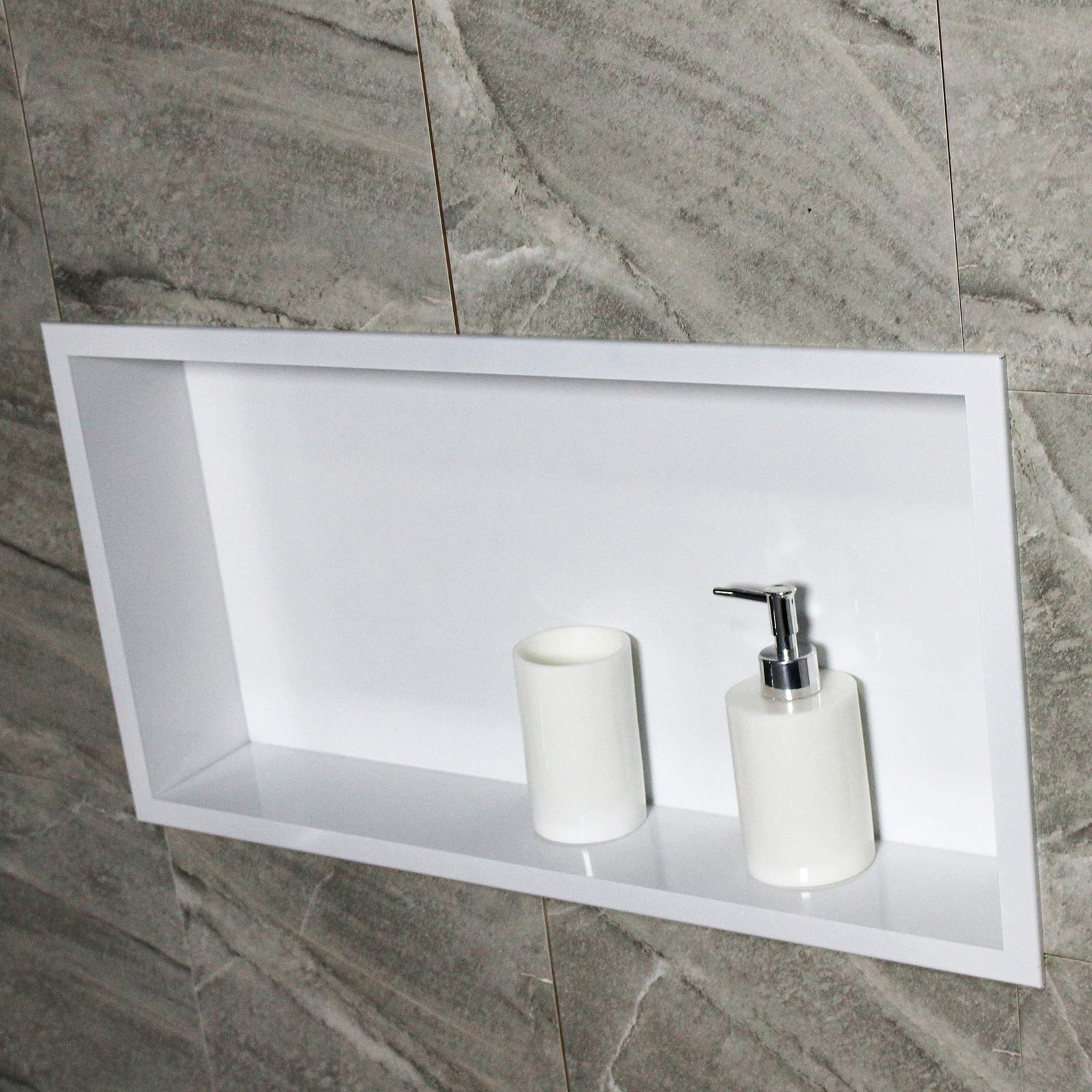 Bernstein Wandnische aus Edelstahl BS603010-60 x 30 x 10 cm - Duschablage für Badutensilien - Flexibler Einbau - in den Farben Schwarz, Weiß und Edelstahl erhältlich