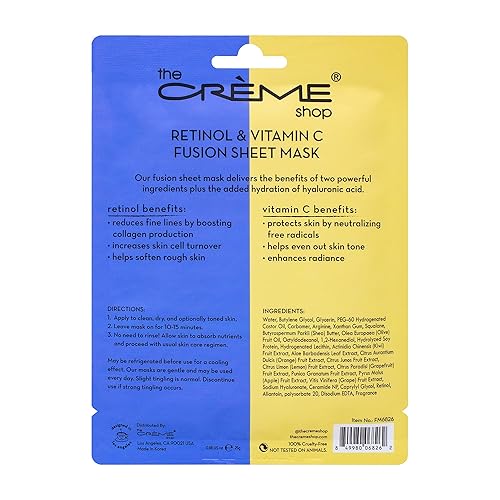 Miniatura 2 de The Crème Shop Máscara de fusión de retinol y vitamina C, mascarilla coreana, máscara facial antienvejecimiento ilumina y rellena la piel, máscara