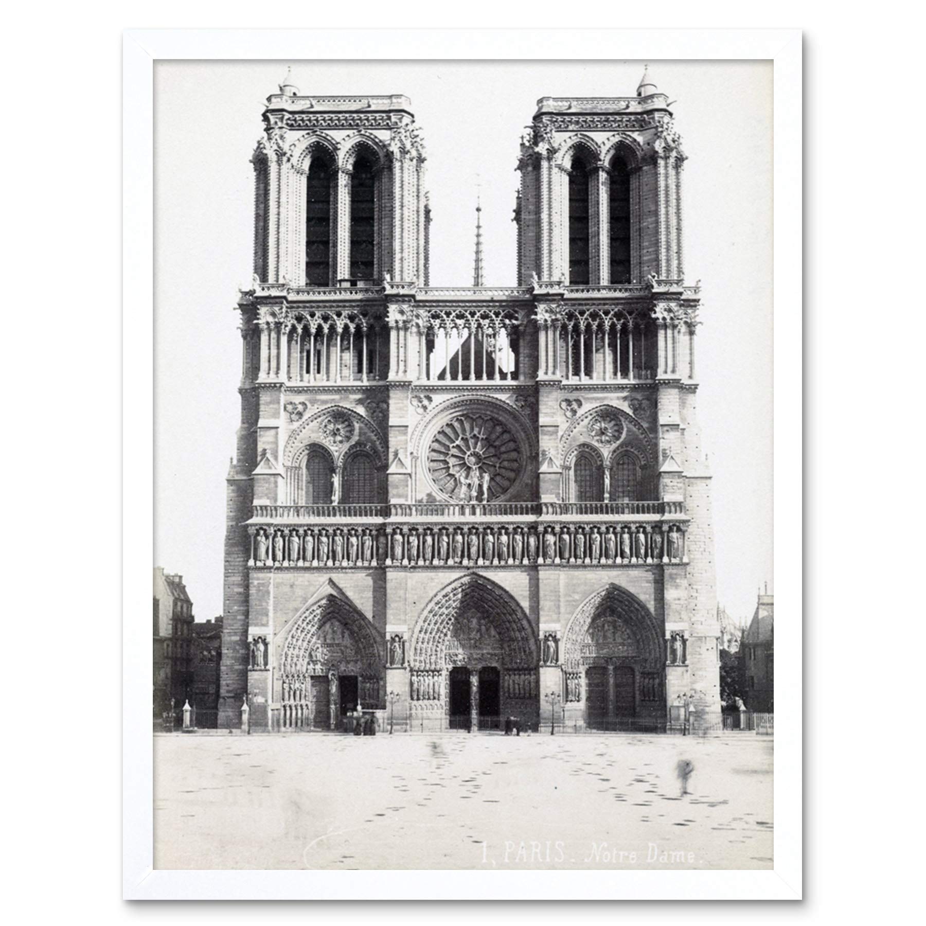 Artery8 Notre Dame Paris France Vintage Photograph Art Print Framed Poster Wall Decor 12x16 inch