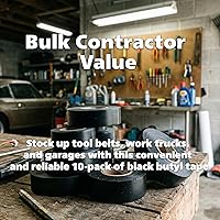 Vista 8 de Gaffer Power Cinta eléctrica negra (paquete de 10) Cinta de alambre de vinilo de PVC de 7 mil Resistente al calor y al fuego 3/4 pulgadas x 66