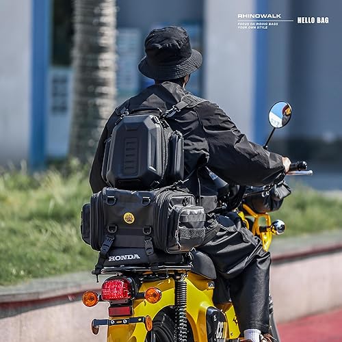Miniatura 7 de Rhinowalk Bolsa trasera de motocicleta expandible de carcasa rígida para motocicleta, equipaje de viaje de 12L-18L, resistente al agua para todo