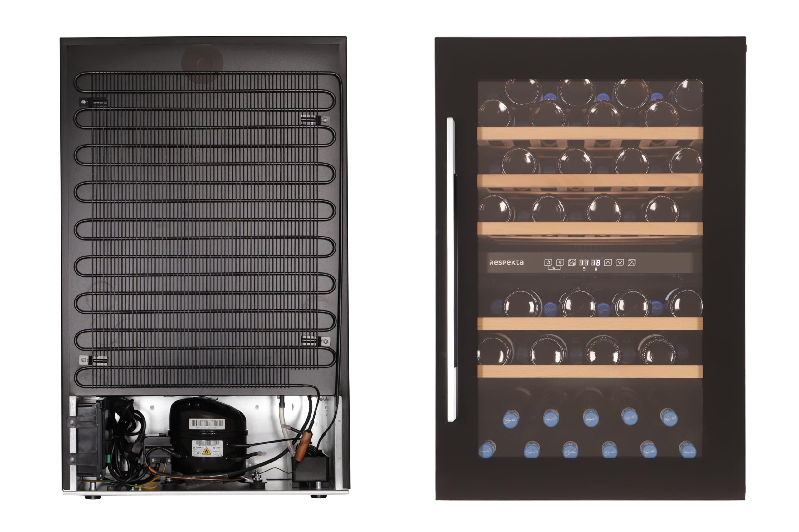 Respekta Einbau-Weinkühlschrank 57 Flaschen 143 L 2 Temperaturzonen 5°-22°C Touch Control LED Leuchte 38 dB WKSE 57-19