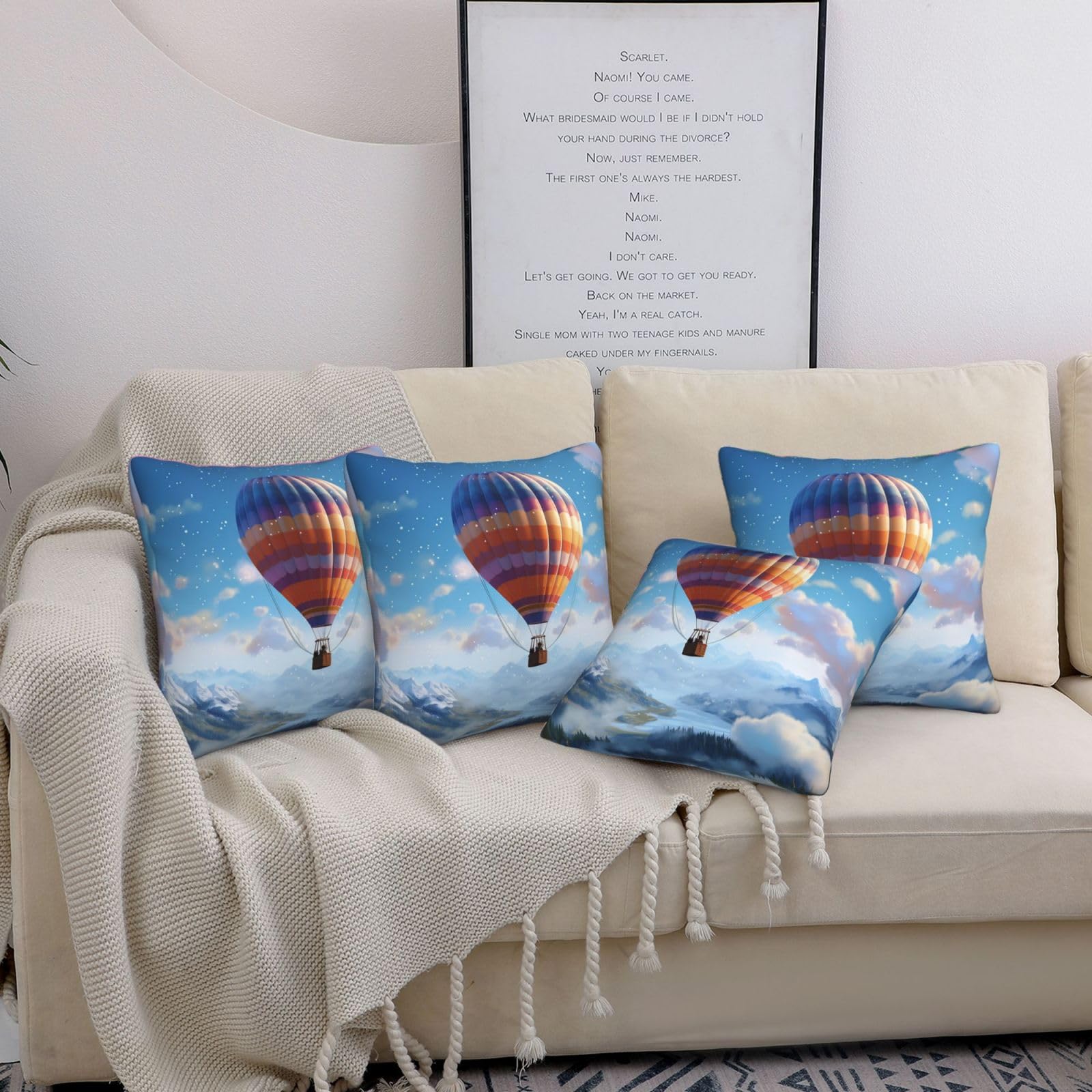 Housses de coussin montgolfière 45x45 modernes et douces pour canapé de salon et lit