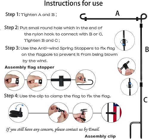 Miniatura 5 de Portabandera para banderas de jardín de primera calidad de hierro forjado recubierta de pintura metálica resistente a la intemperie de 365 de alto x