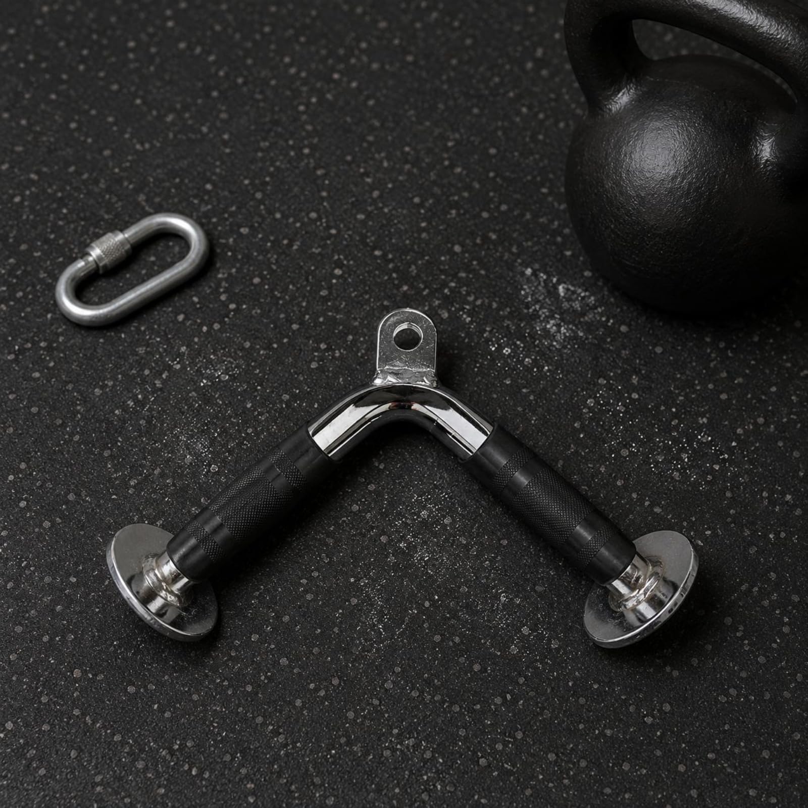 Baoblaze Empuñadura para Gimnasio Mango Asa Agarradera Compatible con Máquinas de Cables y Poleas Recubrimiento Antideslizante de , Barra De Tracción hacia Abajo Tipo D, Larga