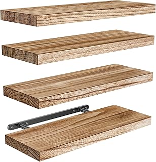 AMADA HOMEFURNISHING Floating Shelves, Paulownia Wood Wall Shelves for L...