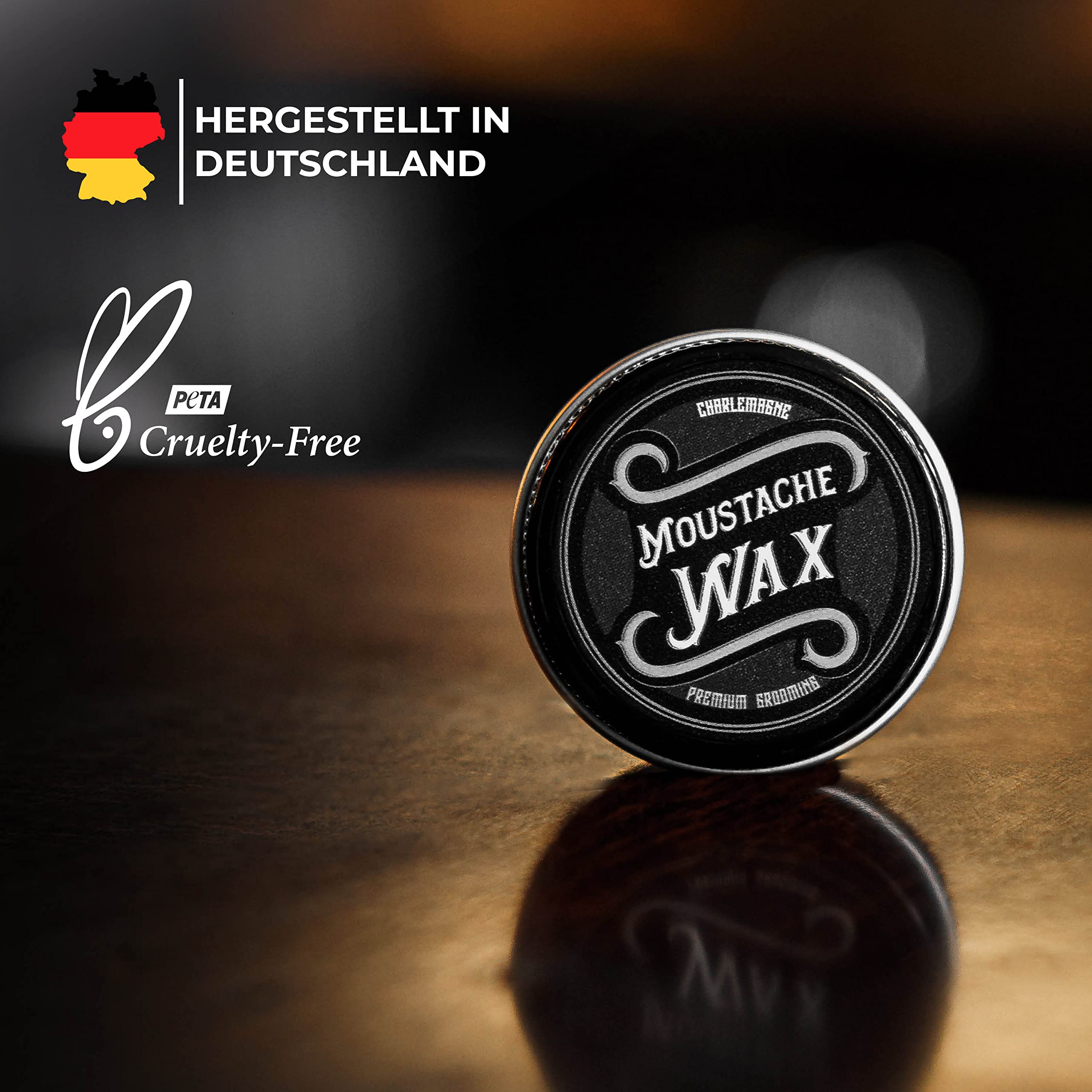 Charlemagne Mousthache Wax 3 Zestaw, wąsy wosk, Bart Wachs Bartwichse wąsy, Naturalne składniki i prawdziwe woska pszczeli,BART STYLOWA BARD