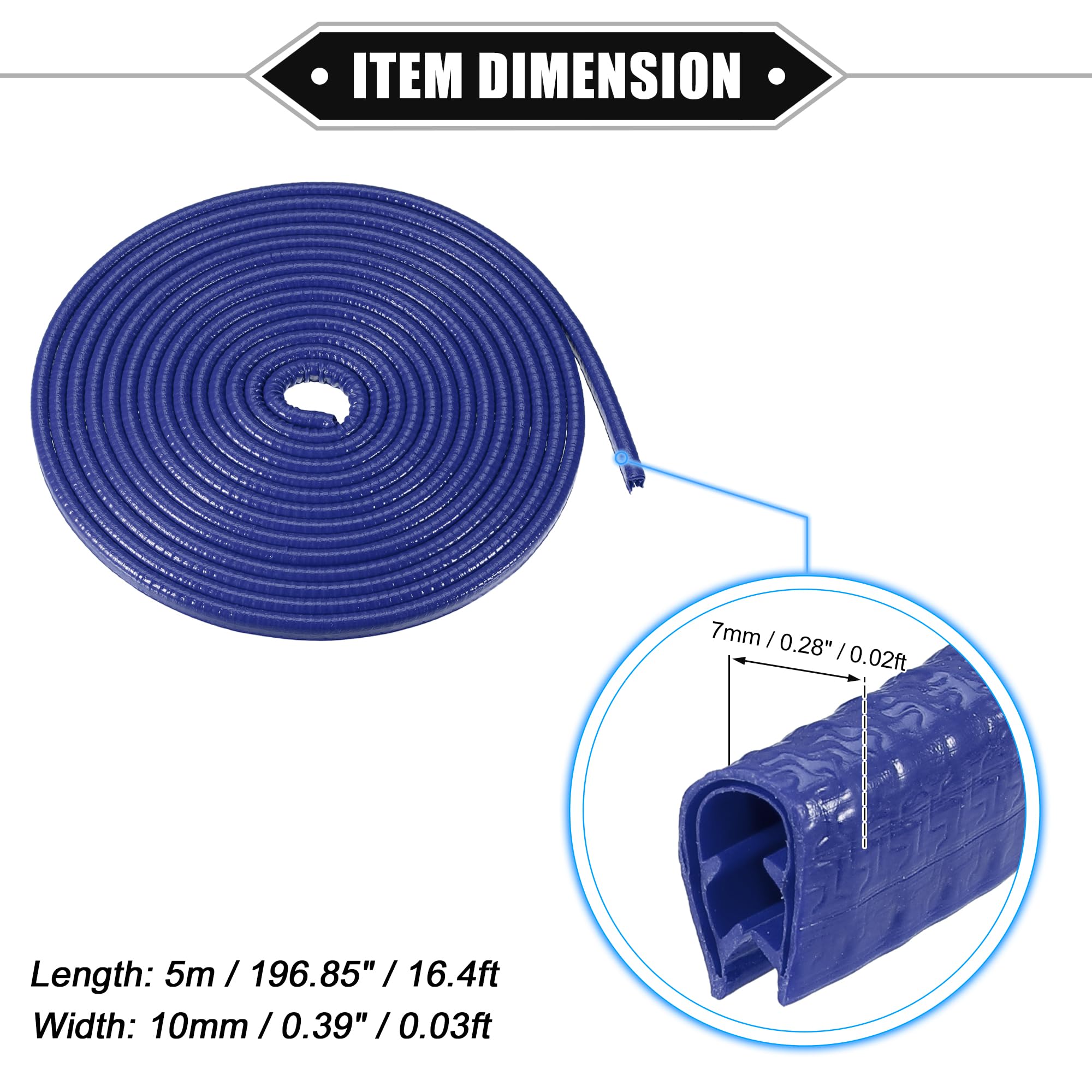 Auto Türkantenschutz 16,4 Ft - U-förmige Gummi Verkleidung Blau Für Alle Fahrzeuge